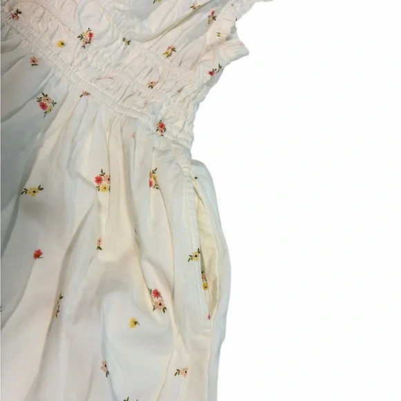 Old Navy Women White Floral Dress Sz M 100% Cotton - Picture 4 of 11